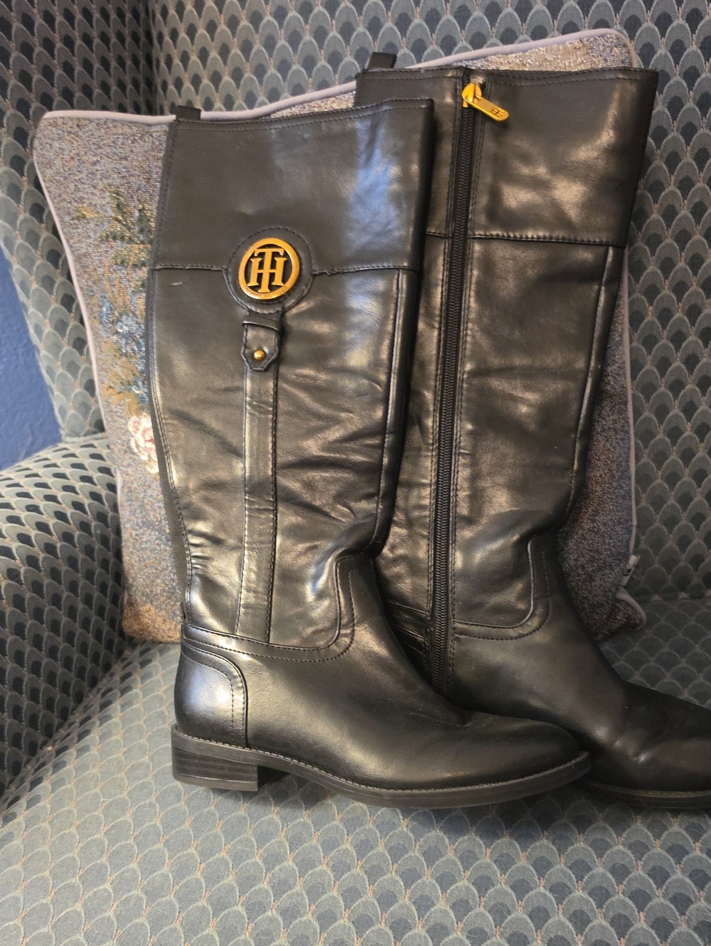 Tommy Hilfiger Black Leather Riding Boots